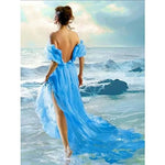 Woman In Wavy Ocean Paint by Numbers 