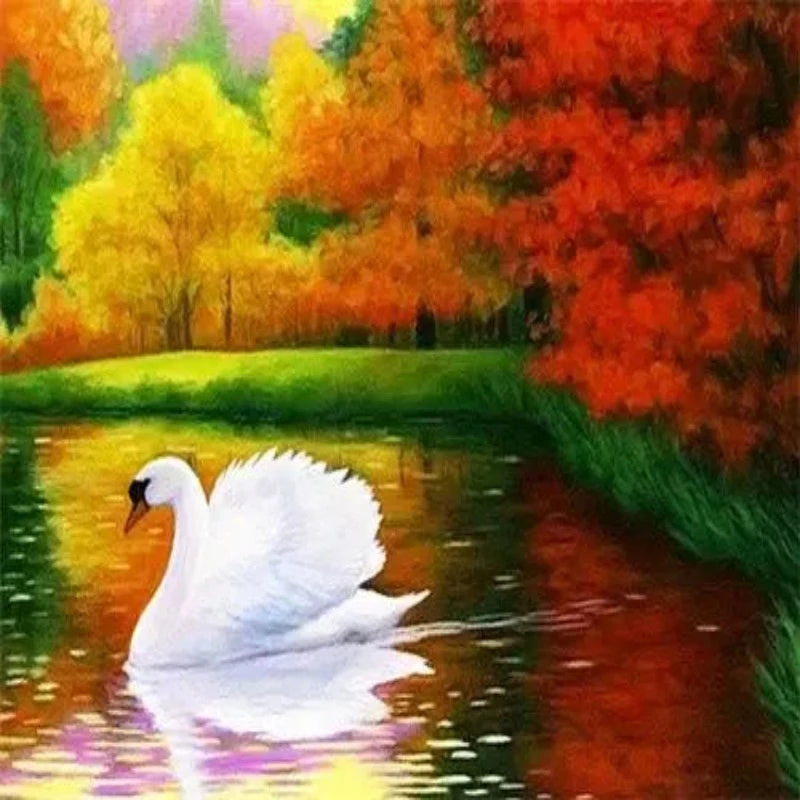 Autumn Swan Paint by Numbers