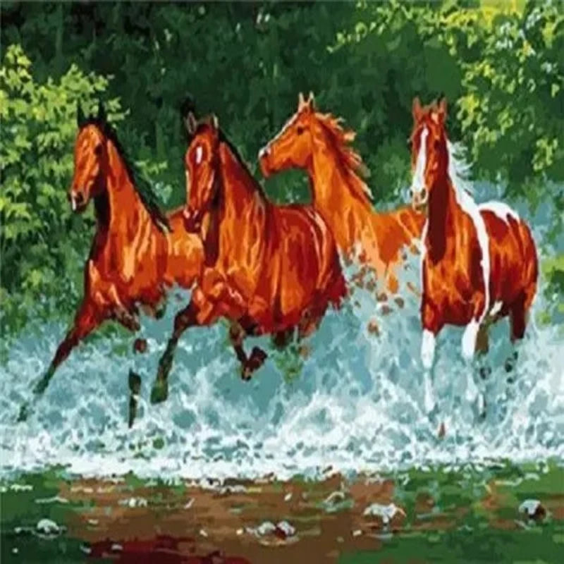 Wild Horses In The River Paint by Numbers