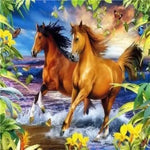 Horses In Surfing Beach Paint by Numbers 