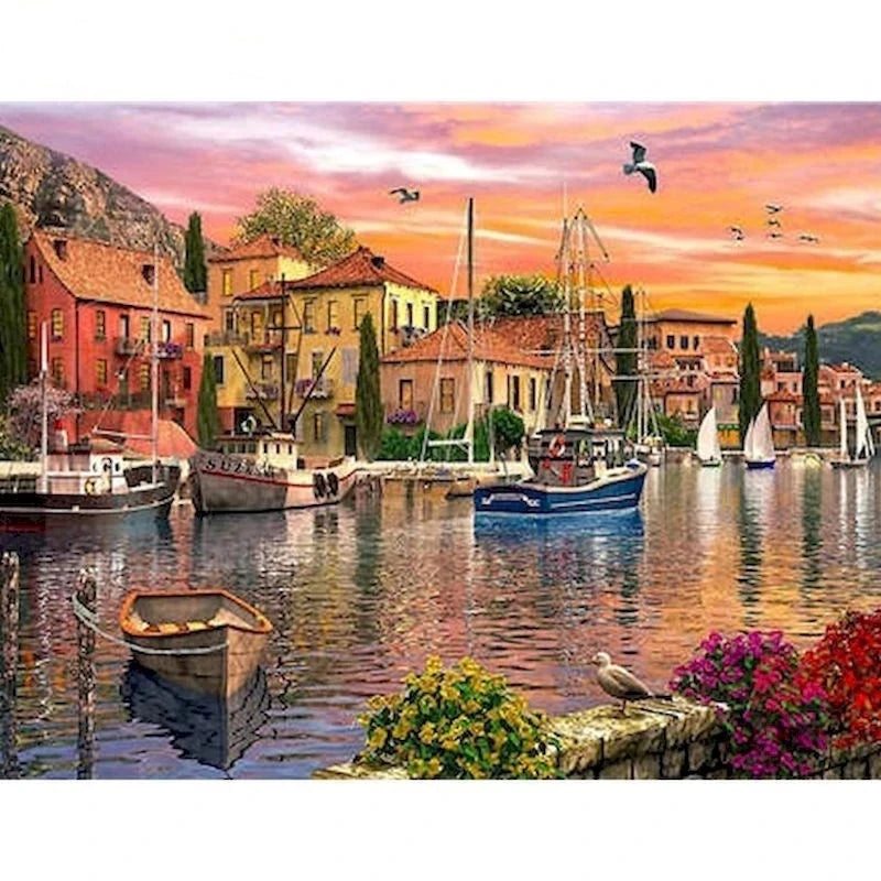 Beautiful Seaside Sunset Paint by Numbers