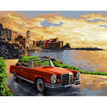 Vintage Auto Beach Scenery Paint by Numbers