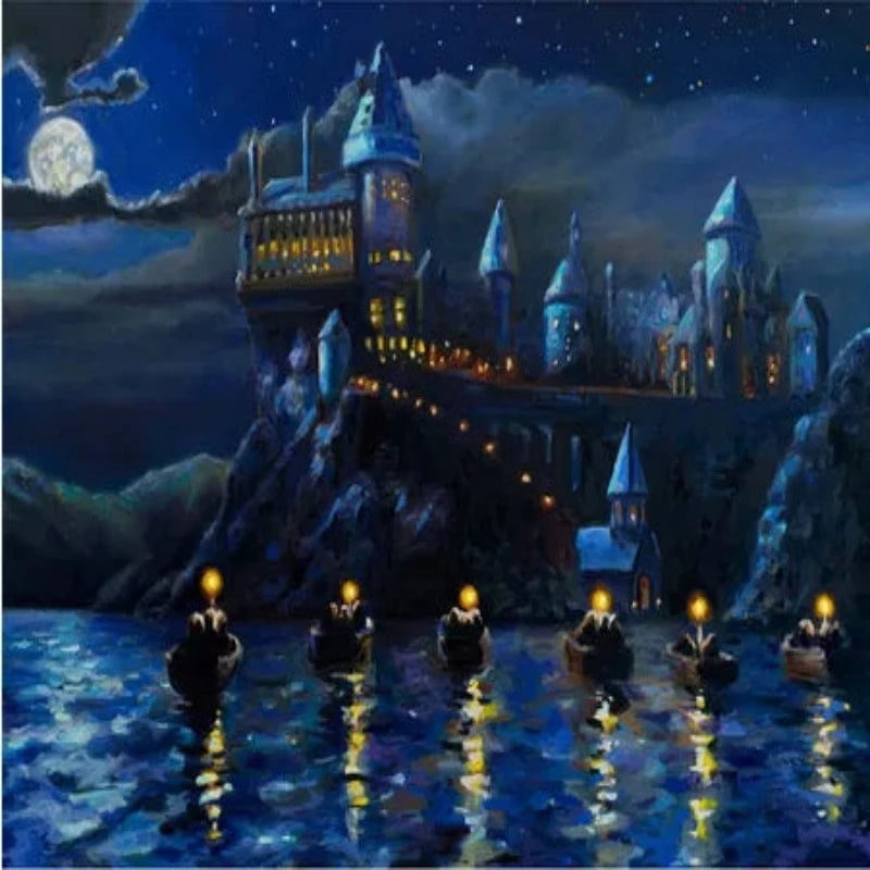 Mysterious Castle Night Landscape Paint by Numbers 