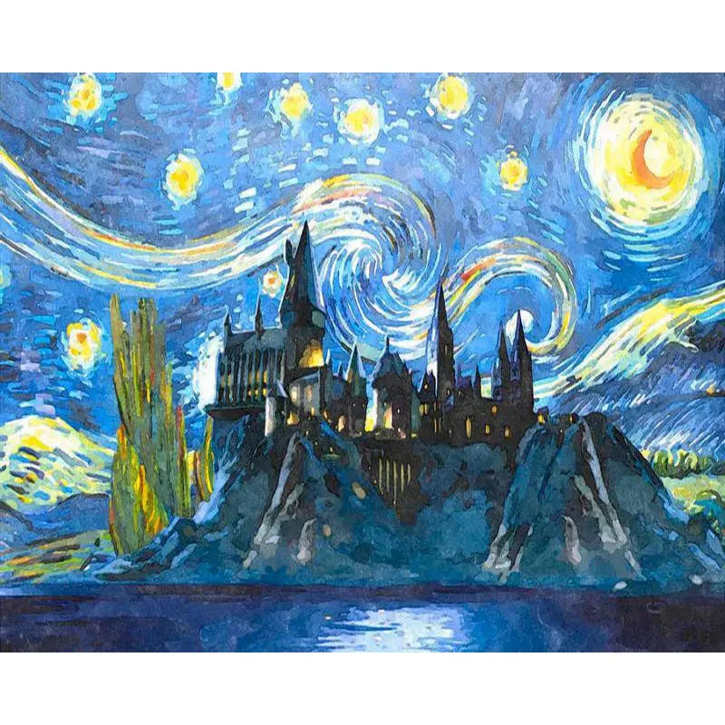 Starry Night Enchanted Castle Paint by Numbers 