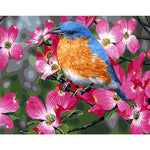 Small Bird On Pink Flowers Paint By Numbers