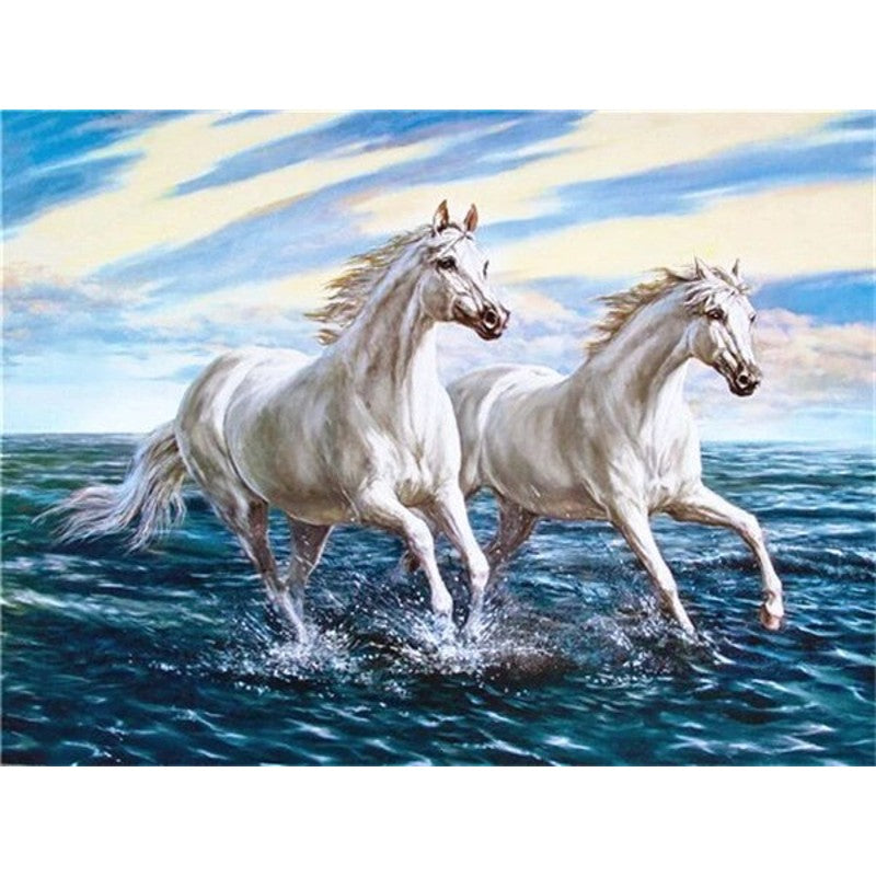 White Horse Couple Paint By Numbers Kit