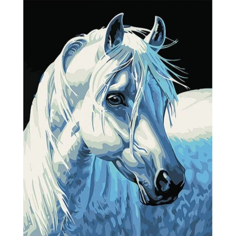 White Mustang Paint By Numbers Kit