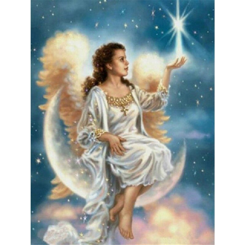 Paint By Numbers Angel On Moon