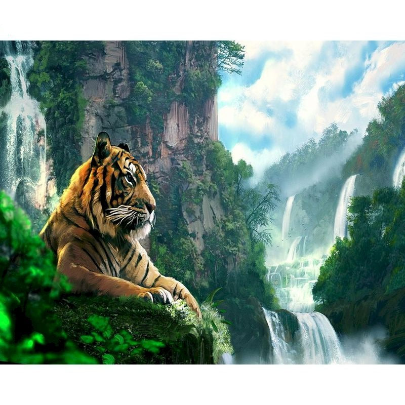 Paint By Numbers Tiger Waterfall