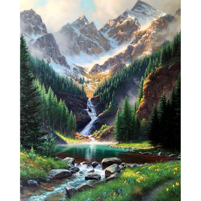 Paint By Numbers Waterfall In Mountain