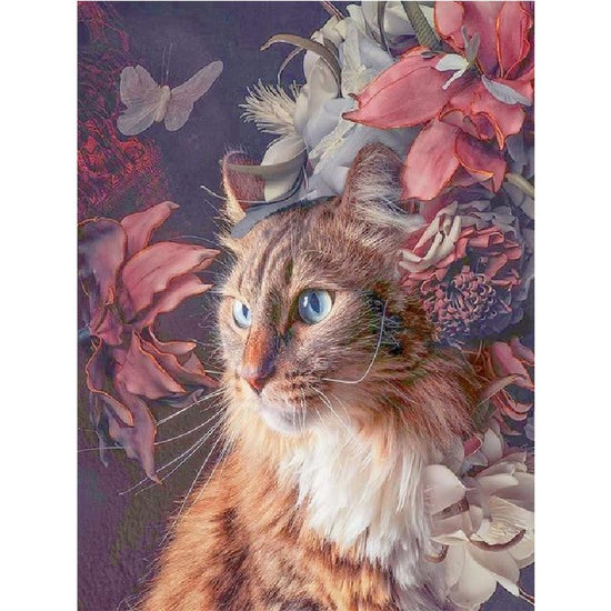 Paint By Numbers Cat With Flowers