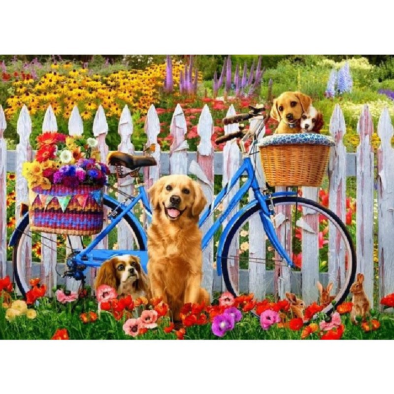 Paint By Numbers Dog Bicycle With Flowers