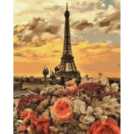Paint By Numbers Eiffel Tower Flowers