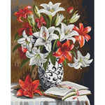 Flower Bouquet In Front Of A Book - Paint By Numbers Flowers