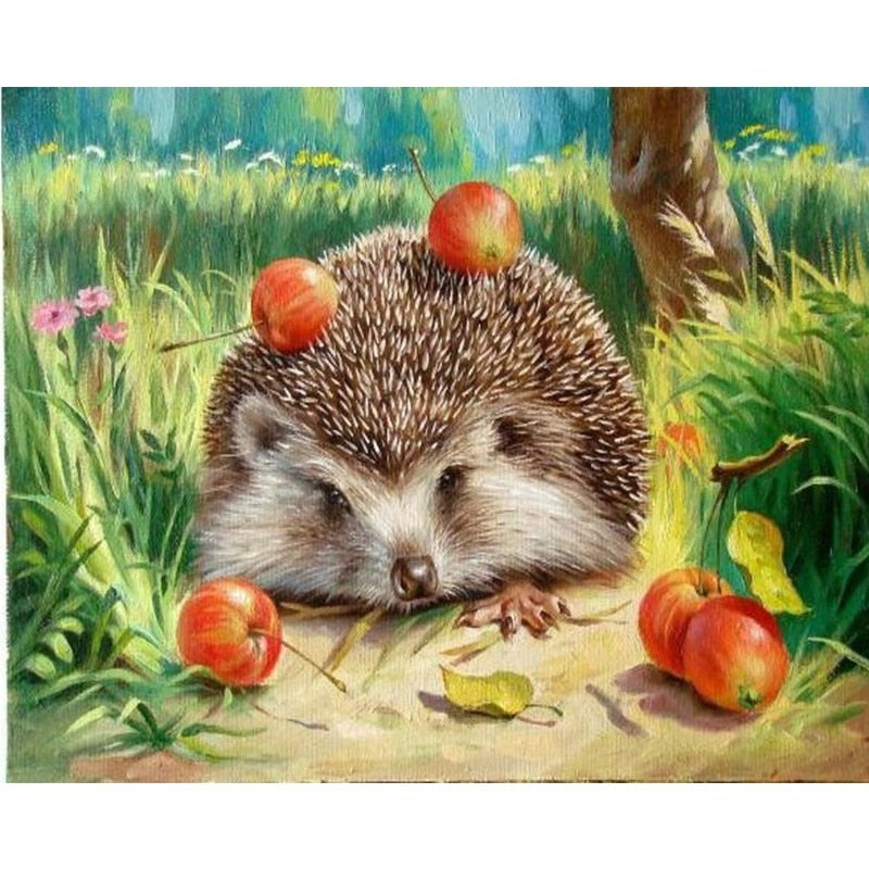 Paint By Numbers Hedgehog And Fruits