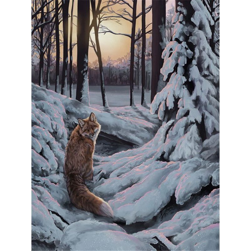 Paint By Numbers Fox In The Snowy Forest