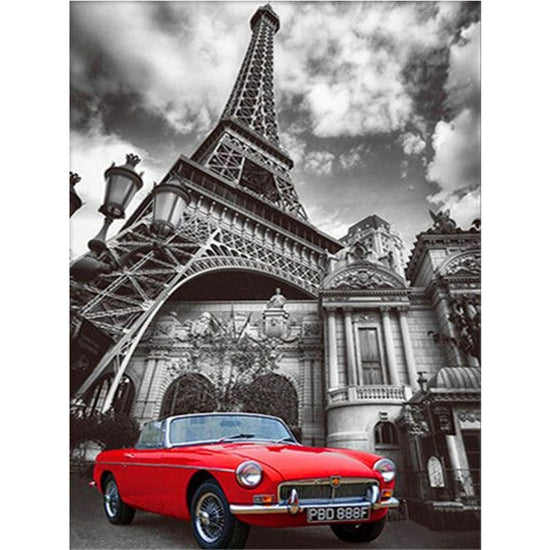 Paint By Numbers Eiffel Tower And Car