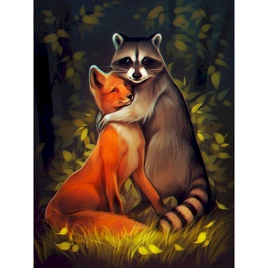 Shukqueen Painting By Numbers Kit - Raccoon In Tree Hole, 16x20 Inch Unframed Canvas, Acrylic Paints & Brushes
