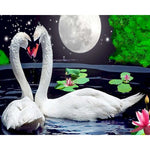 Full Moon And Swans Paint By Numbers