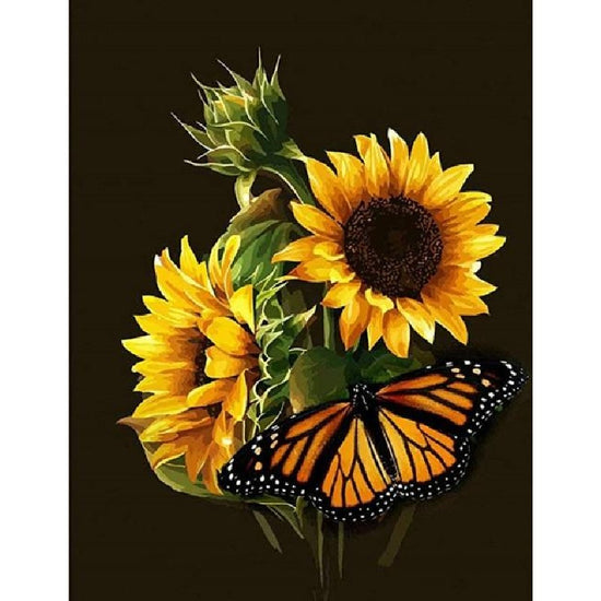 Paint By Numbers Sunflowers Butterfly