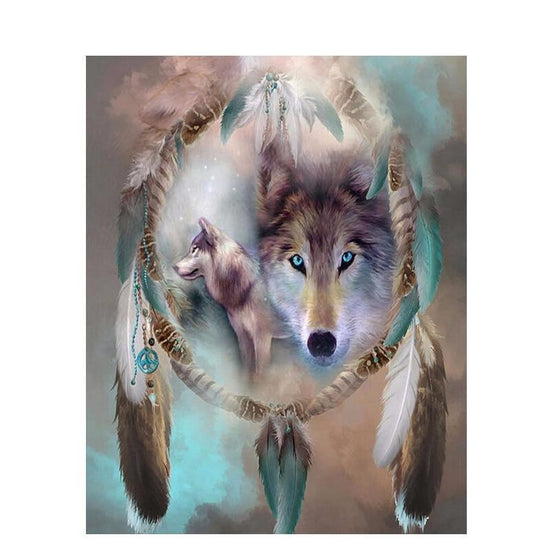 Paint By Numbers Wolf Dream Catcher