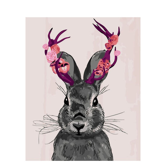 Paint By Numbers Rabbot Paint By Number Rabbit Antlers Kit