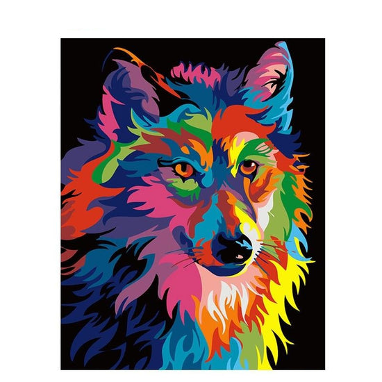 Paint By Numbers Colorful Wolf