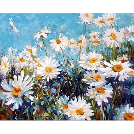 White Flower Field- Paint By Numbers Flowers