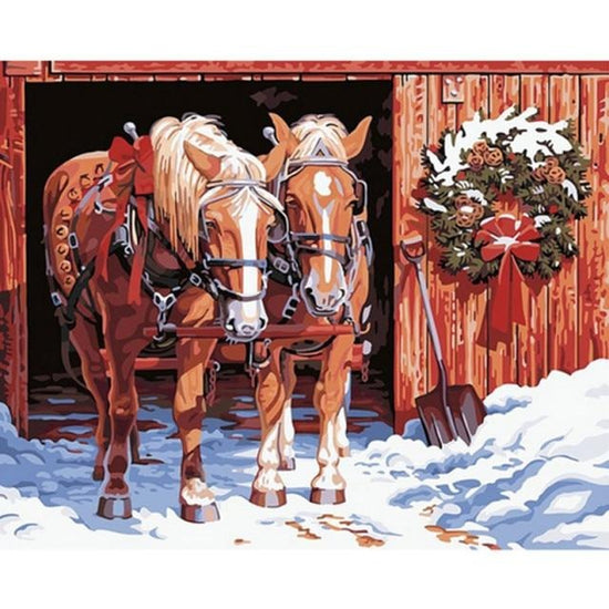 Paint By Numbers Horses Christmas