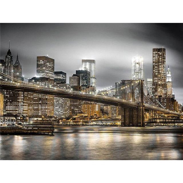 Brooklyn Bridge By Night - Paint By Numbers New York City