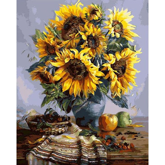 Paint By Numbers Sunflowers Bouquet On Table