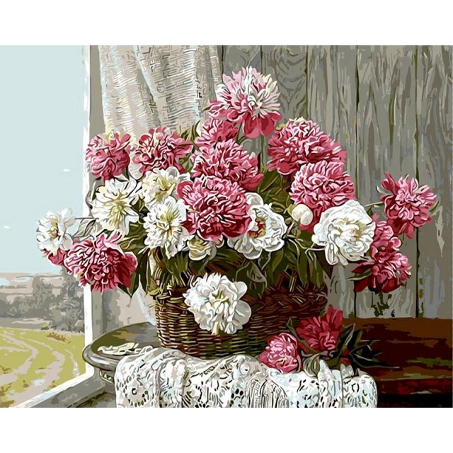 Pink And White Floral Composition - Paint By Numbers Flowers