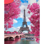Paint By Numbers Eiffel Tower And Pink Tree