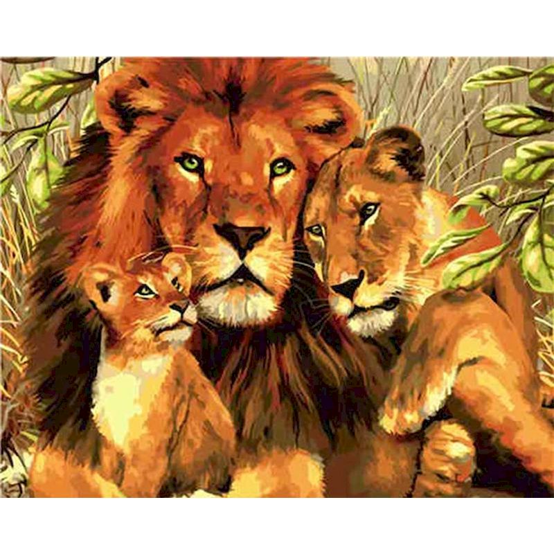 Paint By Numbers Lion Family