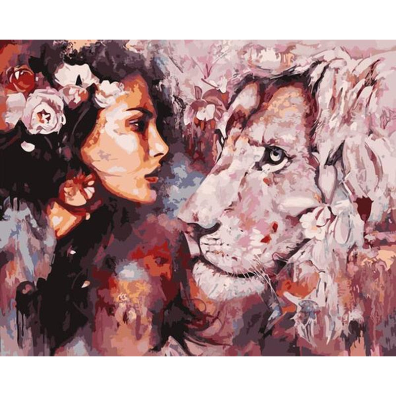 Paint By Numbers Lion And Woman