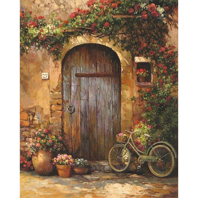 Old Flower Gate - Paint By Numbers Flowers