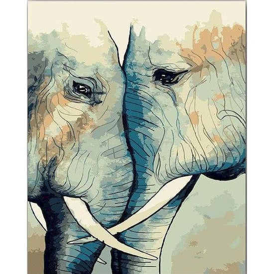 Paint By Numbers Elephants Face To Face