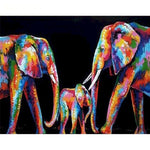 Paint By Numbers Colorful Elephant Family