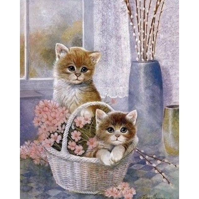Paint By Numbers Cats In Basket