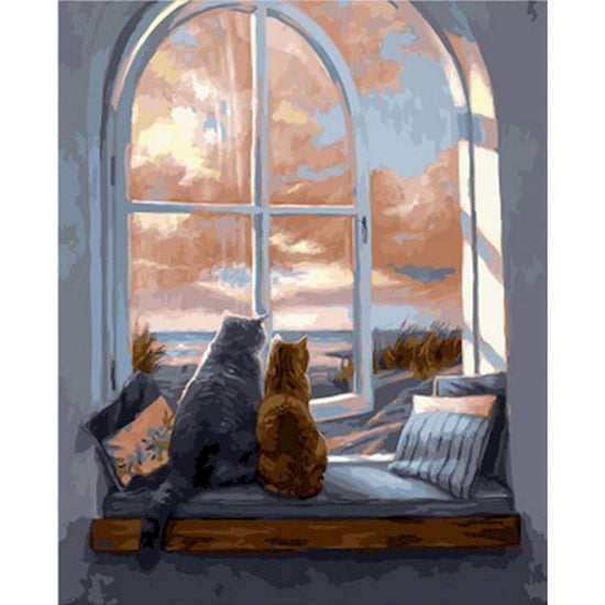Paint By Numbers Cats Windows