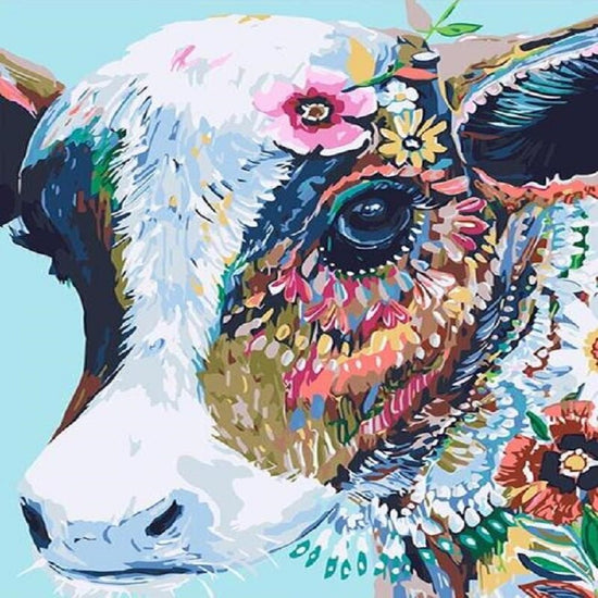 Paint By Numbers Cow With Flowers