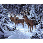 Deer Winter Paint By Numbers Style Antique