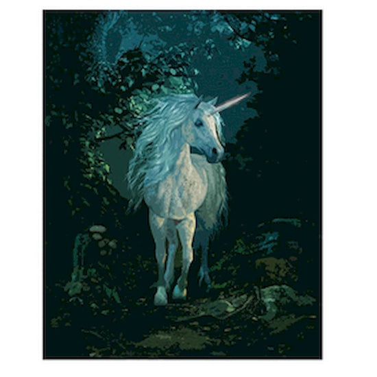 Paint By Numbers Unicorn In Dark Forest