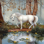Unicorn near a pond