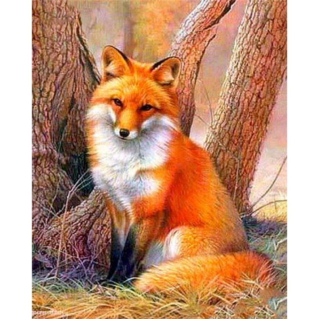 Fox near a tree - Paint By Numbers Fox