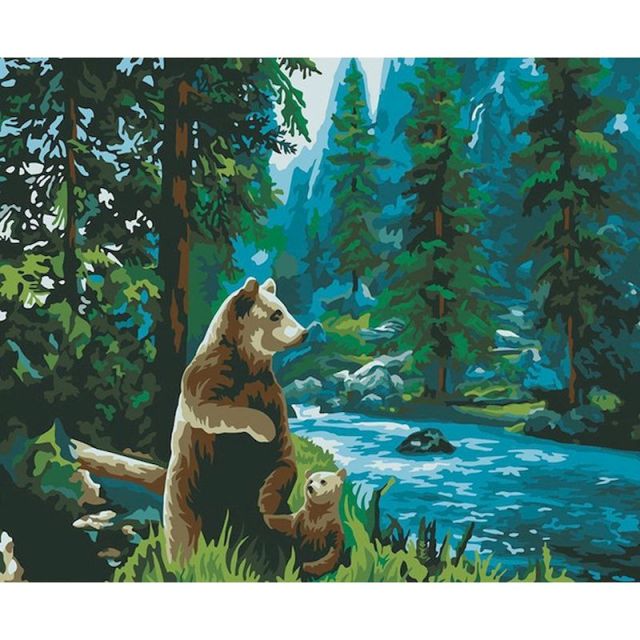 Bear near a river - Paint By Numbers Bear