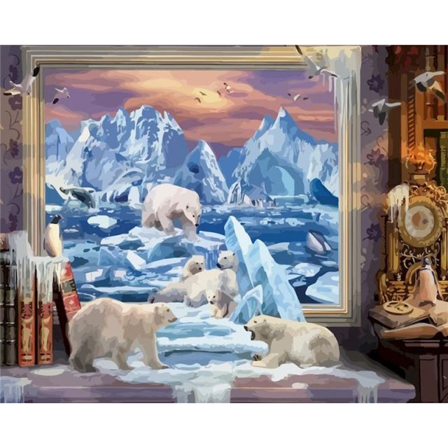 Polar Bear On Ice Floes  - Paint By Numbers Bear