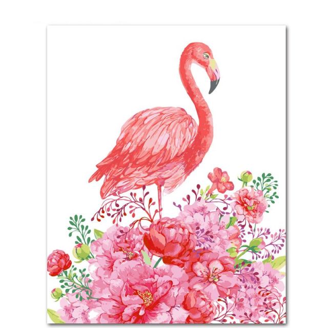 Paint By Numbers Flamingo Amongst Flowers