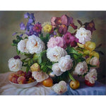 Floral Composition With Fruit Basket - Paint By Numbers Flowers