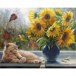 Paint By Numbers Sunflowers And Cat